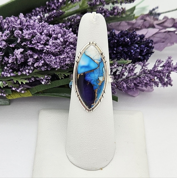 Ice Blue Dahlia Sterling Silver Ring - Picture 6 of 8